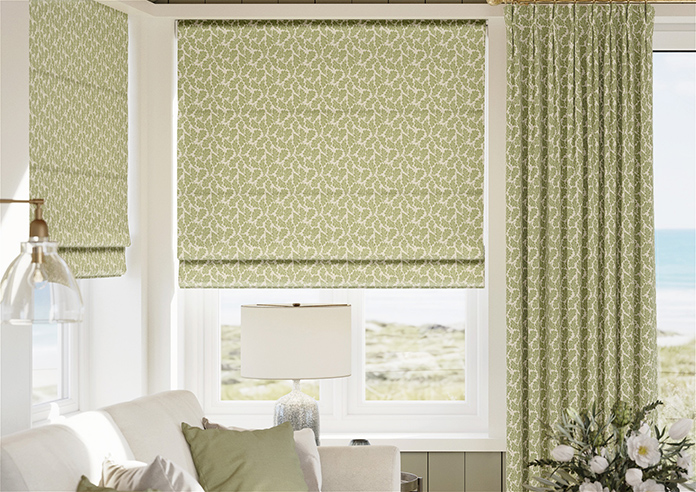 Land & Shore Oak Leaf, Green - Twist&Fit Roman Blind - Image 3